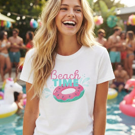 Rolig vattenmelon-munk-flotte “Strandtid” T Shirt