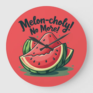 Rolig vattenmelonsskämt "Melon-choly No More" Stor Klocka
