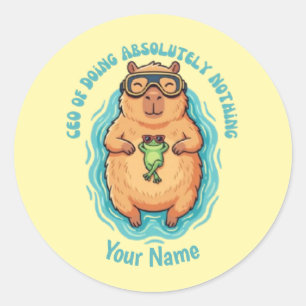 Rolig VD för att Göra Ingenting Capybara Runt Klistermärke