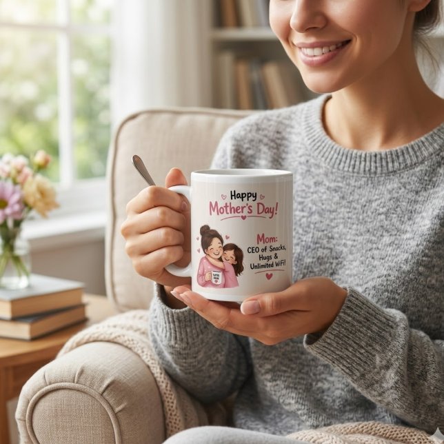 Rolig VD för Snacks & Hugs Illustration Jumbo Mugg (Skapare uppladdad)