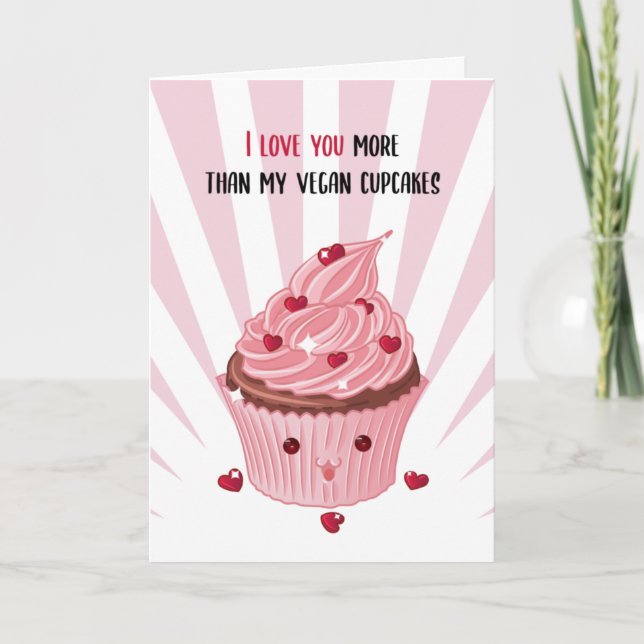 Rolig Vegan Cupcake, Alla Hjärtans Dag Kort (Framsida)