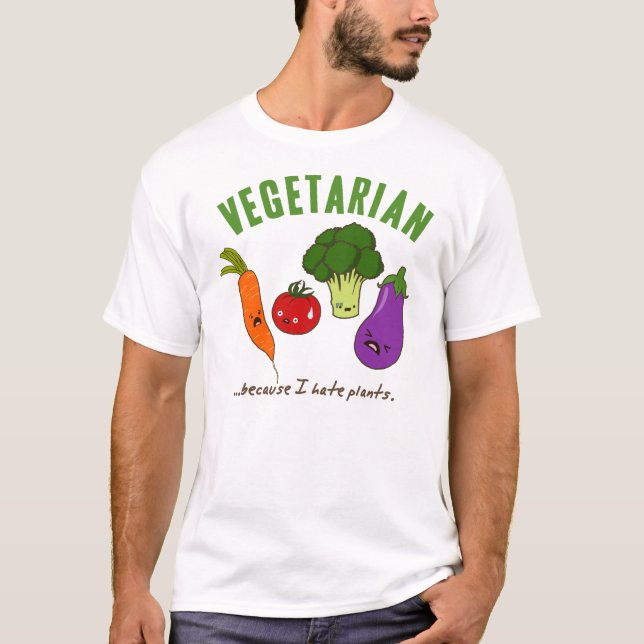 Rolig vegetarisk skjorta - gulliga kawaiigrönsaker tee shirt (Framsida)