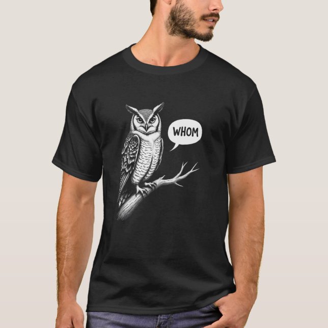 Rolig Vem Ugglan Fråga T Shirt (Framsida)