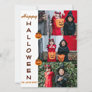Rolig Vertikal Glad Halloween 3 Foto Familj Julkort