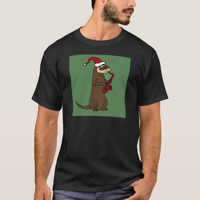 Rolig vessla som leker saxofonjulkonst tröja (Framsida)