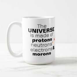 Rolig vetenskapsuniversum protoner neutroner elekt kaffemugg