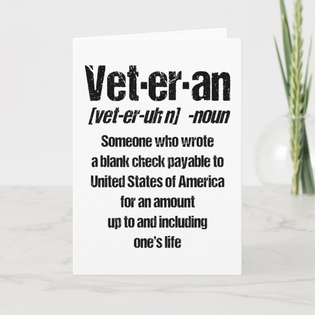 ROlig VETERAN Amerikansk Veteran Present Veteranda Kort (Framsida)