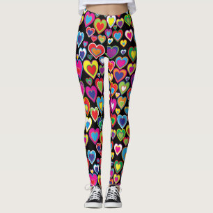 Rolig vibrerande slå regnbåge av hjärtamönster leggings