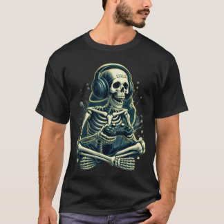Rolig Video Spel Halloween Skelett Spelare Spel B T Shirt