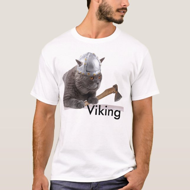 Rolig Viking katt Tee (Framsida)