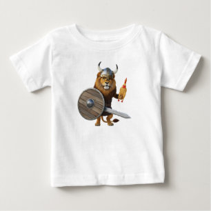 Rolig Viking Lejon Krigare med Sköld och Gummi Kyc T Shirt
