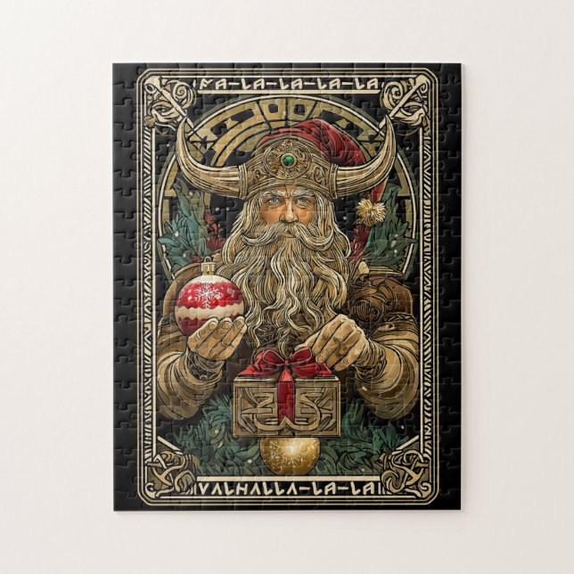 Rolig Viking Tomte Valhall jul Yule  Pussel (Vertikal)