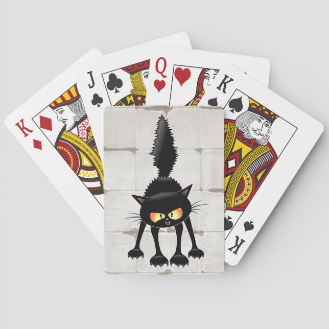 Rolig Vild Svart Katt Tecknad  Casinokort (Baksidan)