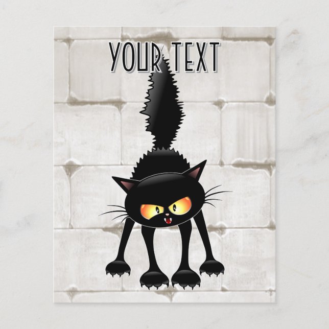 Rolig Vild Svart Katt Tecknad Film Flygblad (Framsidan)