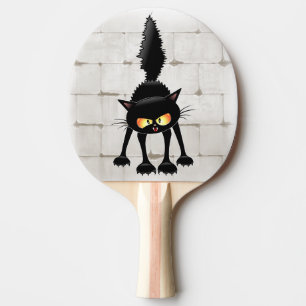 Rolig Vild Svart Katt Tecknad Pingisracket