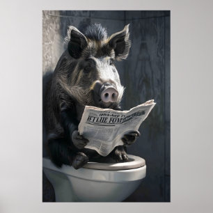Rolig Vildsvins Badrumstryck, Tidnings Toalett Poster