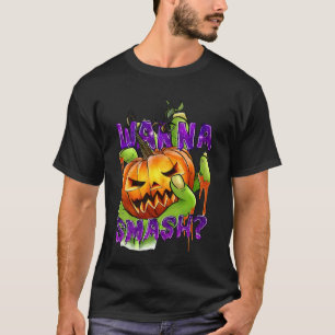 Rolig Vill Smaska Pumpa Halloween För Män Kvinnor T Shirt