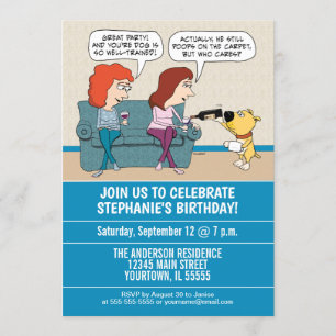 Rolig Vin-Portion hundfödelsedagsfest Inbjudningar