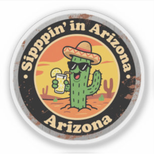 Rolig Vintage Arizona Sippin Kaktus Klistermärken