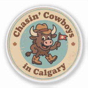 Rolig Vintage Calgary Buffalo Cowboyhatt Retro Klistermärken