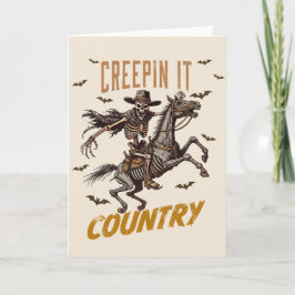 Rolig Vintage Creepin It Country Halloween Helgkort