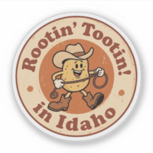 Rolig Vintage Idaho Potatis Cowboy Retro Klistermärken