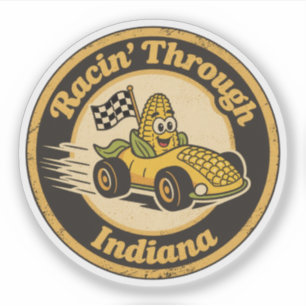 Rolig Vintage Indiana Majs Racingbil Retro Klistermärken