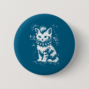 Rolig vintage katt punk kattunge meme män kvinnor knapp
