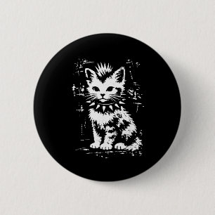 Rolig vintage katt punk kattunge meme män kvinnor knapp