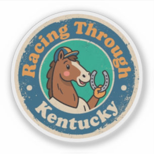Rolig Vintage Kentucky Hästkapplöpning Retro Klistermärken