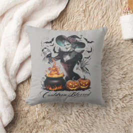 Rolig Vintage Kittel Välsignad Häxa Halloween Kudde