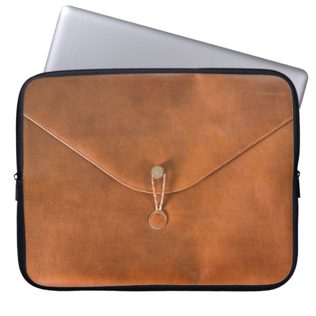 Rolig vintage läderväska laptop sleeve (Framsidan)