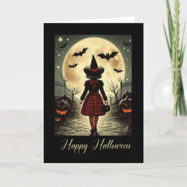 Rolig Vintage Liten Häxa Halloween Helgkort