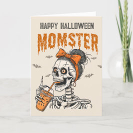 Rolig Vintage Momster Skelett Halloween Helgkort