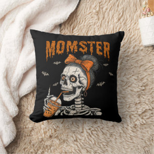 Rolig Vintage Momster Skelett Halloween Kudde