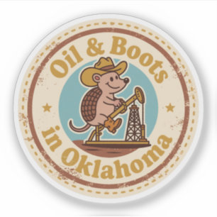 Rolig Vintage Oklahoma Armadillo Cowboy Retro Klistermärken