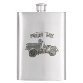 Rolig Vintage Push Me Motorcykel Fickplunta
