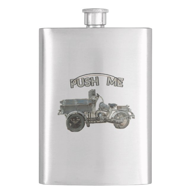 Rolig Vintage Push Me Motorcykel Fickplunta (Framsidan)