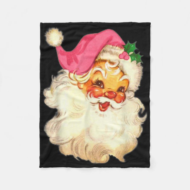 Rolig Vintage Rosa Tomte Rosa Juldesign Fleecefilt (Framsidan)