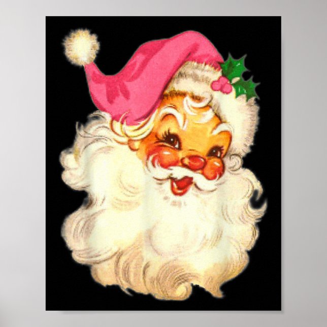 Rolig Vintage Rosa Tomte Rosa Juldesign Poster (Framsidan)