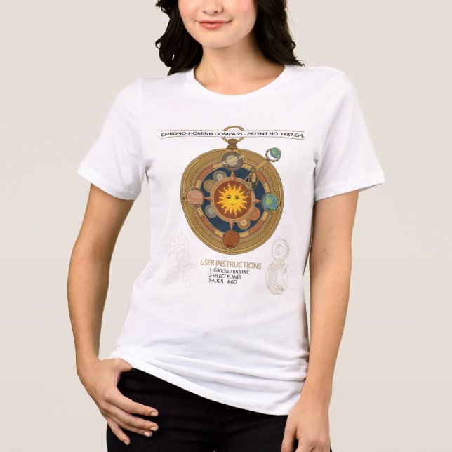 Rolig Vintage Solarsystem Steampunk Kompass T Shirt (Framsida)