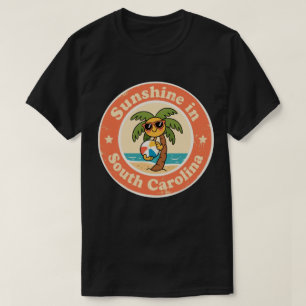 Rolig Vintage South Carolina Palmetto Träd Strand T Shirt