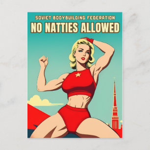 Rolig vintage sovjet USSR gymmuskel humor Vykort