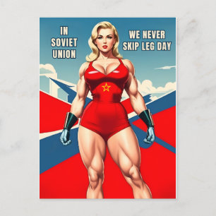 Rolig vintage sovjet USSR gymmuskel humor Vykort
