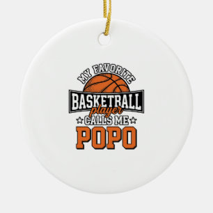 Rolig Vintage Sportdesign för Basket Popo_1 Julgransprydnad Keramik