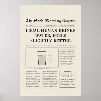 Rolig Vintage Tidningsaffisch för Hydrering Poster