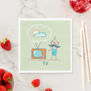 Rolig Vintage TV-doodlekaraktär Pappersservett