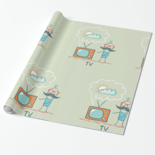 Rolig Vintage TV-tecknad Karaktär Presentpapper