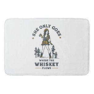 Rolig Vintage Western Cowgirl Whiskey Älskare Badrumsmatta