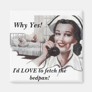 Rolig vintagesjuksköterska i ett Retro sjukhus Magnet